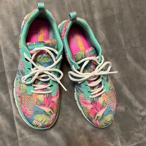 Floral memory foam sneakers.